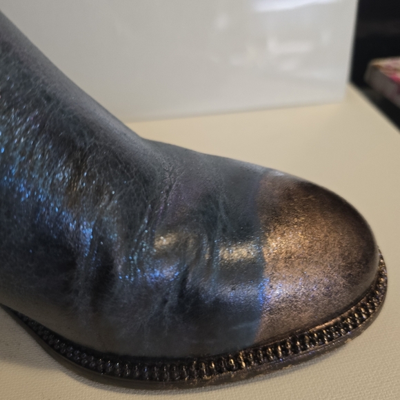 HANDCRAFTED Upcycled Leather Ankle Boots HANDPAINTED Steampunk Booties Size 7 - Picture 8 of 17